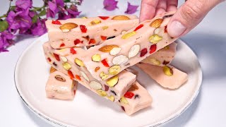 New quick and easy no-bake dessert in 8 minutes! Homemade nougat recipe! No oven, no flour