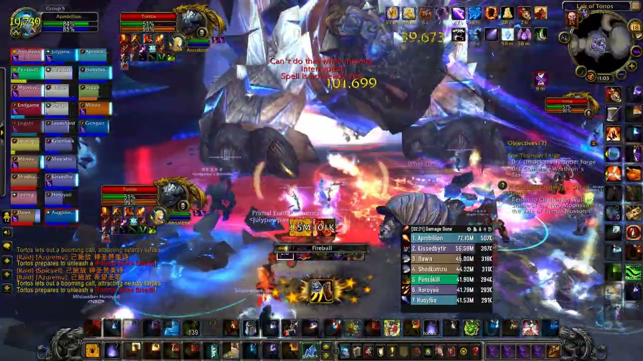 MoP Classic Tortos Rank 1 Mage. Mastery Fire. Forgot to use mage armor.