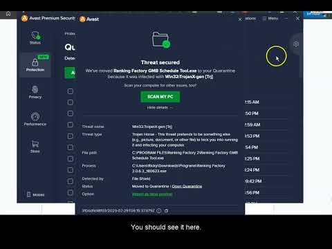 Removing applications or software from quarantine in Avast antivirus software