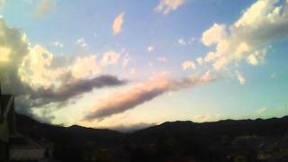 From my window : 2011_11_20
A time lapse view of the sky as seen from the Seseragi Studio, home of woodblock printmaker David Bull.
Notes:
- you cant watch this one just once! Nothing much seems to be happening at first, but watch over on the right hand side, as some small black clouds enter the scene ... And then, all while that invasion is going on, the upper clouds just keep flowing in their original direction ...
- recording details: one frame shot every three seconds, playback is 24fps. Native size is 640x480. Recorded with the Recolo IR5 Interval Recorder. From my window : 2011_11_20