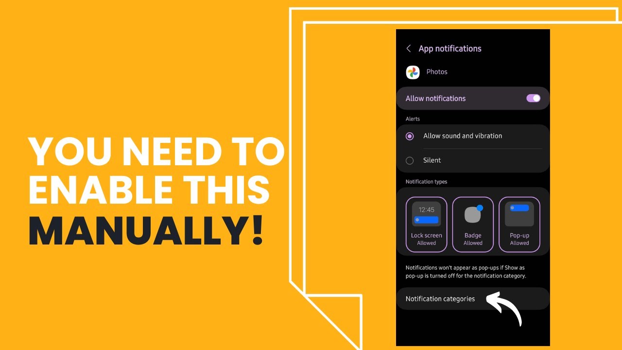 Phone Notification Selection How to Enable Notification Categories in Samsung Phones - YouTube