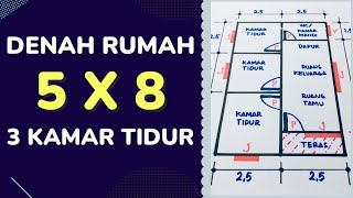 Denah Rumah 5x8 Meter 3 Kamar Tidur
