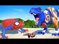 (Jurassic World Evolution🌍)SpiderMan Frog vs Captain T-Rex Dinosaurs Fight
