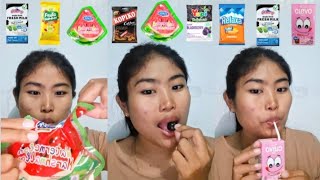 Kumpulan mukbang permen,yupi,marsmellow,minum susu,clevo,cimory 