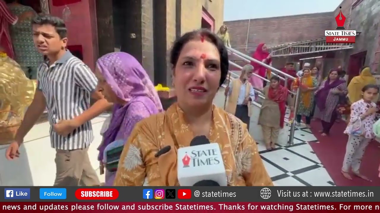 Devotees pay obeisance at Bawe Wali Mata temple in Jammu on Tuesday