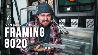 Cabinet Framing with 8020 Aluminum on a Sprinter VAN BUILD the hardest part.......Frustrating