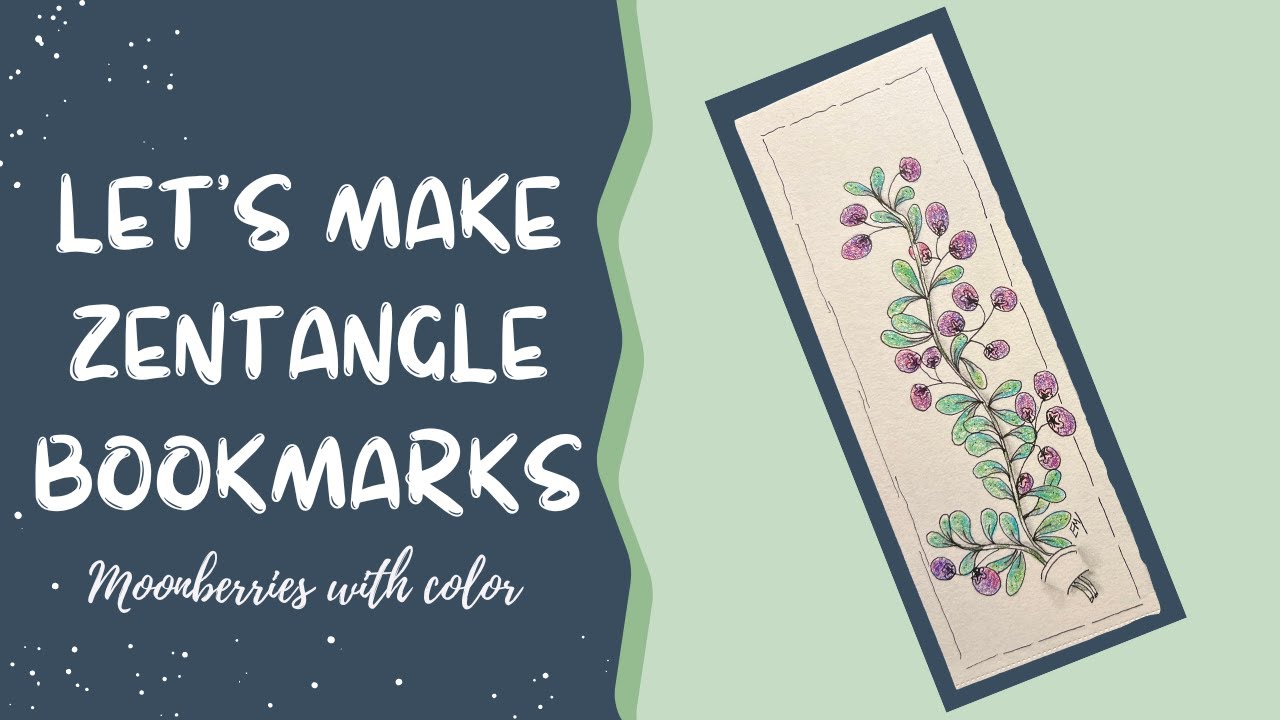 Лунные ягоды с цветом | Зентангл | Закладка своими руками