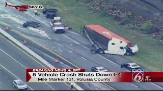5 vehicle crash shuts down I-4