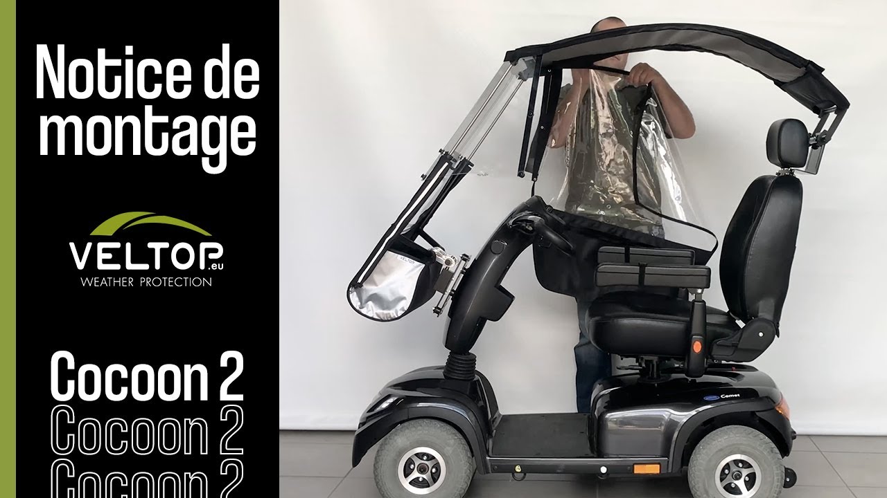 Montage de la protection pluie pour scooter électrique PMR  | Veltop Cocoon 2