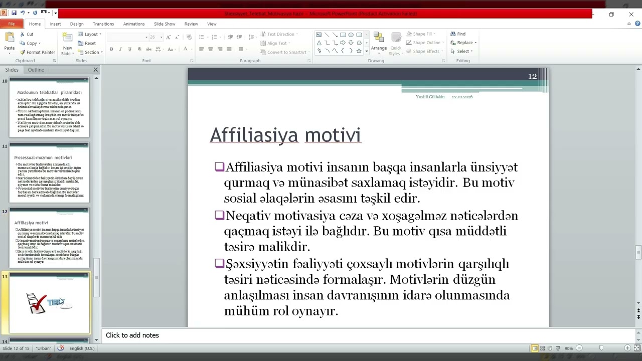 Test və Müsahibə mərhələsi üçün. Motivasiya və Tələbatlar