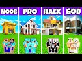 Minecraft Battle : New Family House Build Challenge - Noob Vs Pro Vs Hacker Vs God