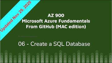 AZ-900 Github 06: Create a SQL database - Azure Fundamentals - Nov 2020 Mac Edition Hands On Lab