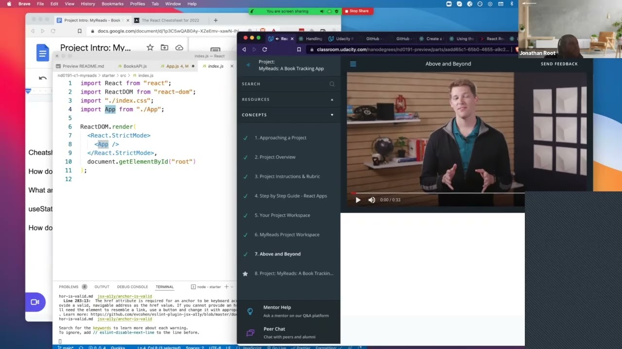 myReads Book Tracker — React Project Intro and Walkthrough | Masterschool
