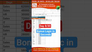 Day 8/30 | IF Formula in Excel | Bonus Logic in Seconds