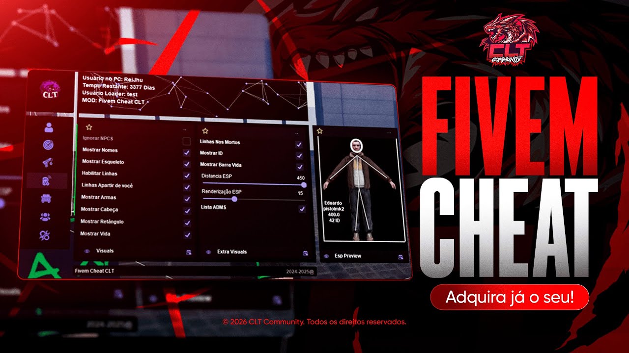 CHEAT GRÁTIS FIVEM 2026 ATUALIZADO | MOD CLT MENU EXTERNO + PASSO A PASSO 🔥