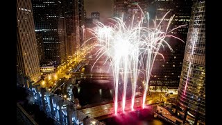 New Year's 2026 Chicago Fireworks Over The Downtown  River