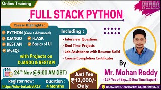 FULL STACK PYTHON Online Training @ DURGASOFT
