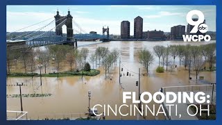 RAW: Drone video of Ohio River flooding