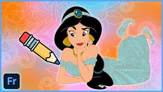 Creating a Disney Themed Zentangle Sticker for my Etsy Store in Adobe Fresco | Speed Art | Jasmine screenshot 5