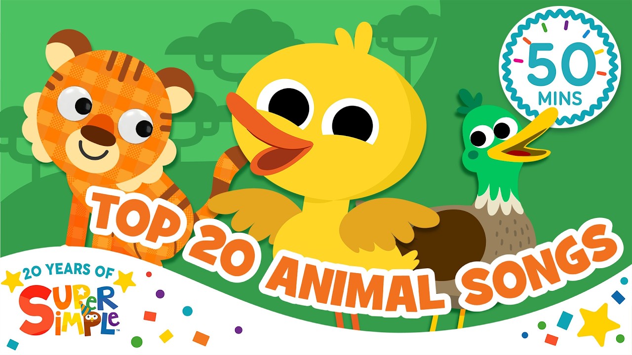 Top 20 Animal Songs 🐻 | Quack along to Super Simple Songs 20th Anniversary 🎉