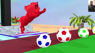 Red Lion jump kick football escape animals Fountain Crossing Animal Challenge #youtube screenshot 4