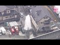 BREAKING :Water bursts from underground, floods and closes streets in Saitama Prefecture