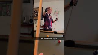 Hes mad I beat him at pool￼