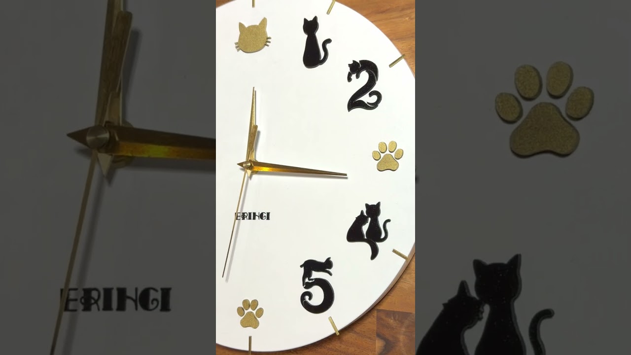 猫文字時計◇白◇ERINGIオリジナル時計 - YouTube