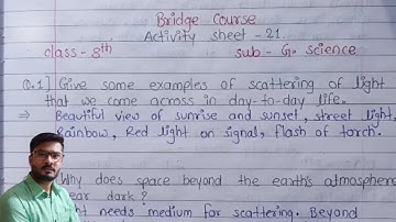 Bridge course day 21 class 8 general science complete activity sheet 21 solution for English medium