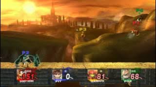 Super Smash Brothers Brawl - 4 Player Random Battle on the Bridge of Eldin
