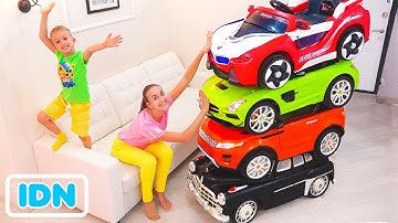 Pengemudi Sulap Kecil dengan Mobil Mainan dan Mengubah mobil untuk anak anak