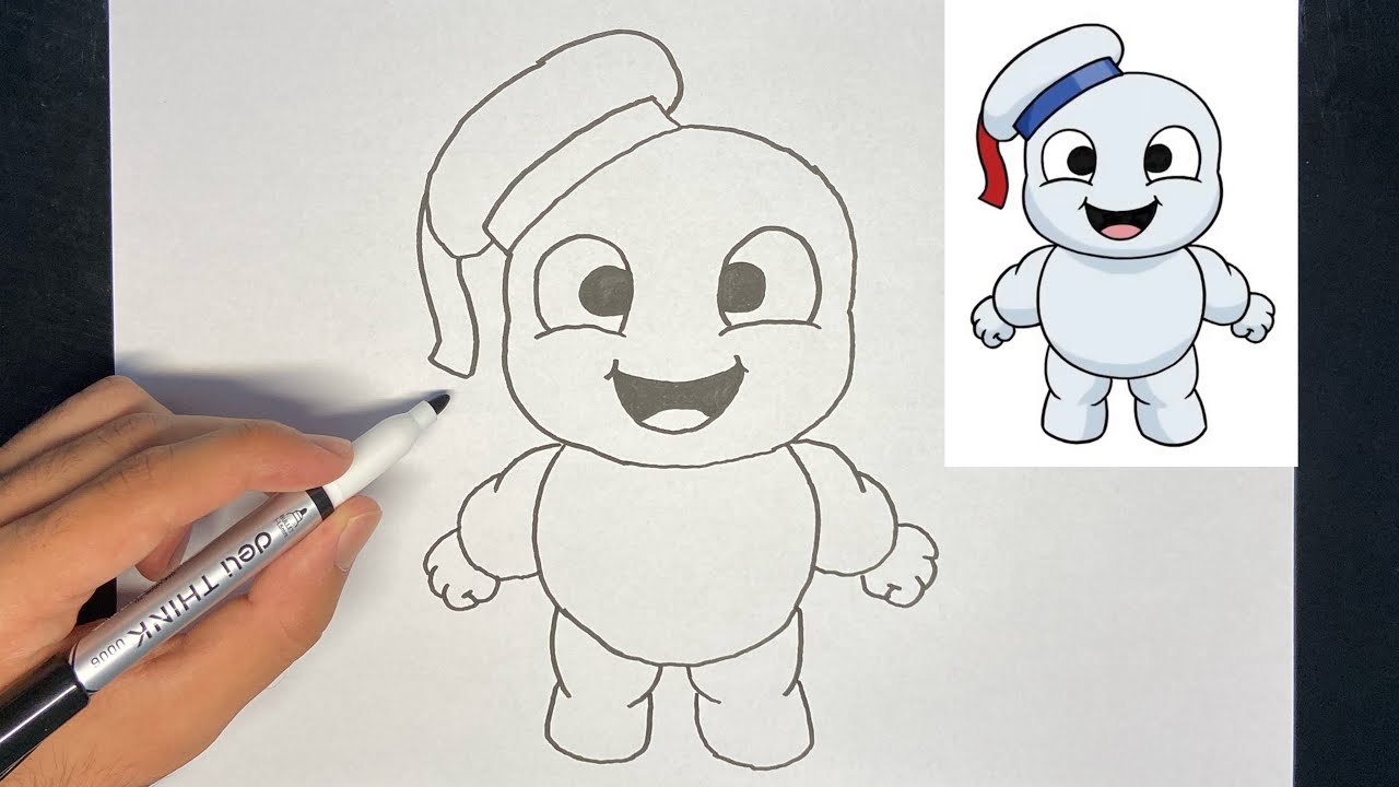 How To Draw Mini Stay Puft Marshmallow From Ghostbusters | Step By Step