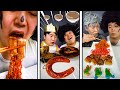 Asmr mukbang  fire spicy foods  pork belly black bean noodles  how to cook giant whole tripe