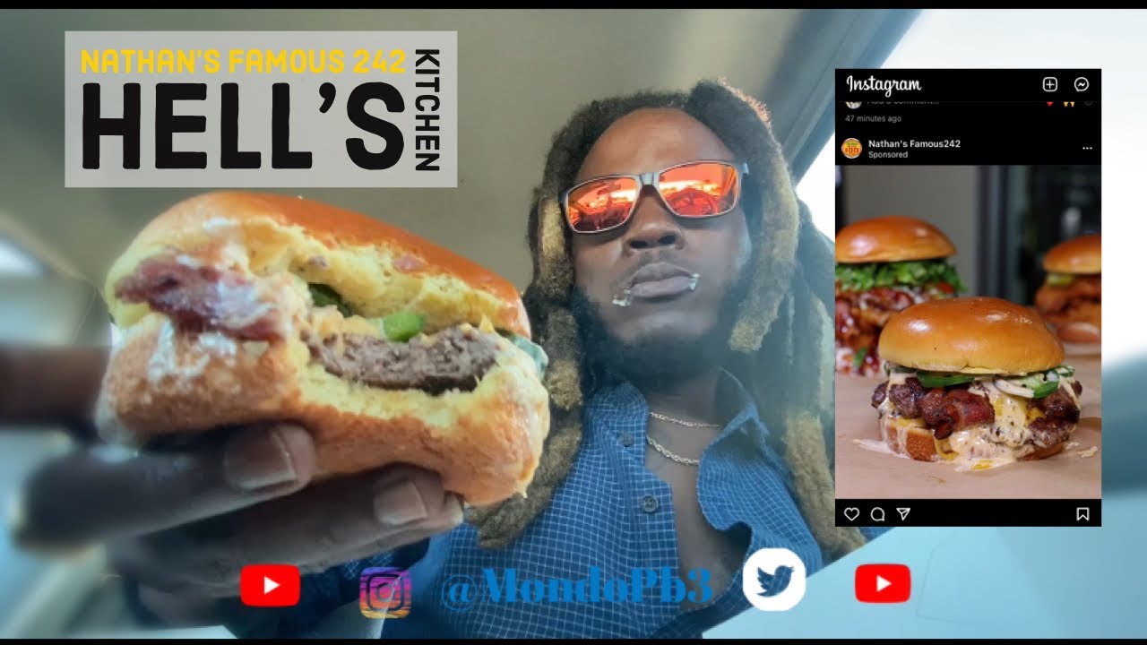 Nathans Famous 242 Hell's Kitchen Burger taste test | 