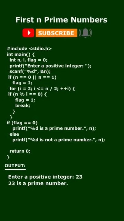 Prime number program in c - YouTube