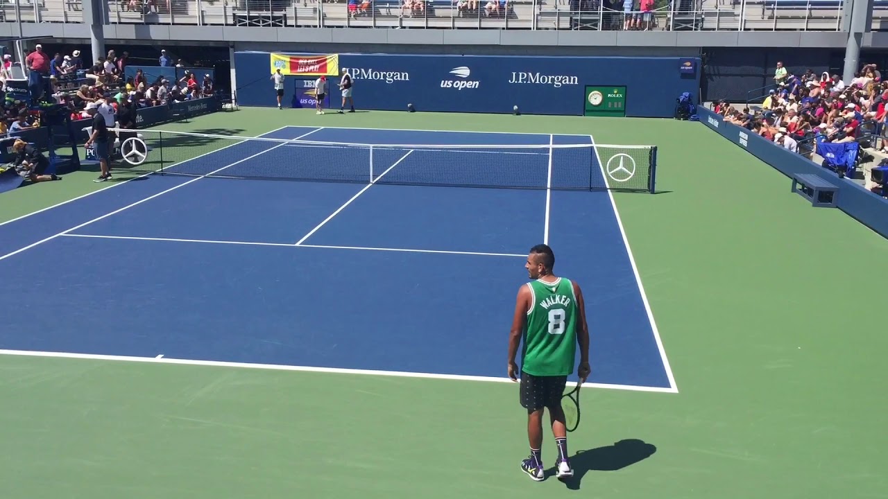 Nick Kyrgios US Open practice 2019 Court Level  with Jack sock