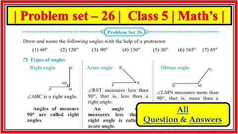 Problem Set 26 Class 5 Maths Angles Ch 6 State Board Maths Std 5th
