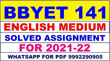 BBYET 141 Solved Assignment 2021-22 in ENGLISH,  Whatsapp For Pdf  9992290905.