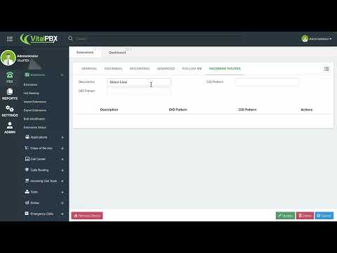 VitalPBX Extension Routing - Configuring Incoming Call Routes