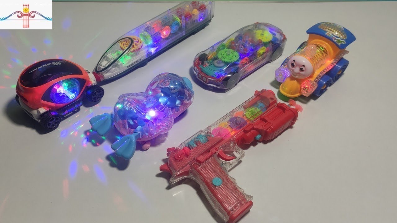 Transparent Gear Light Train, Car, Gun And Loco Train, Duck ling Car, 09 Future car unboxing & Test