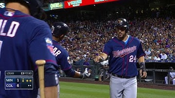 MIN@COL: Plouffe scores on a fielder
