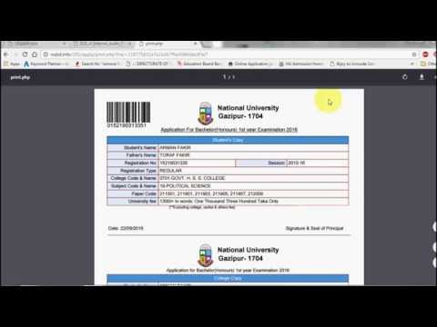 From fill-up Application || For National University