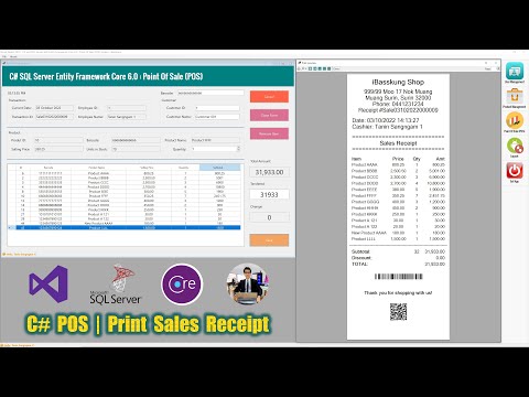 C# POS (EF Core) Quick Test : Print Barcode and QR Code on the receipt | Visual Studio 2022 (.NET 6)