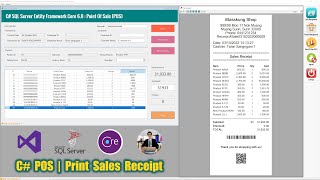 C# POS (EF Core) Quick Test : Print Barcode and QR Code on the receipt | Visual Studio 2022 (.NET 6)