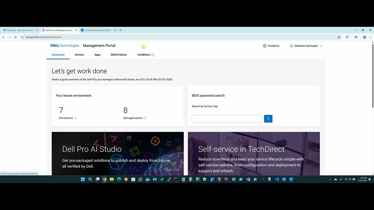 Dell Command Endpoint Configure for Microsoft Intune BIOS in Cloud