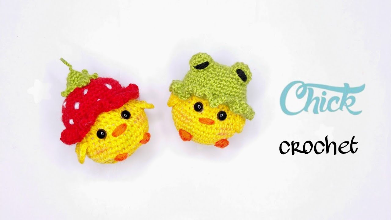 Цыпленок крючком легко и быстро | С лягушачьей и клубничной шляпкой🐸 #amigurumi