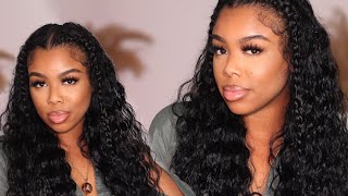 THE PERFECT NO HEAT HAIRSTYLE WITH MINIMAL LEAVE OUT | LOOSE DEEP WAVE HAIR | WIGGINS HAIR