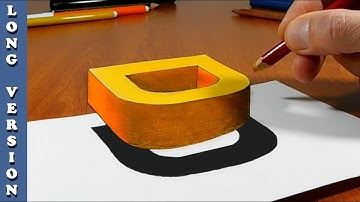 Try to do 3D Trick Art on Paper, floating letter D, Long Version