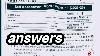 💯8th class fa4 mathematics real question paper answers real self assessment model for real maths pap