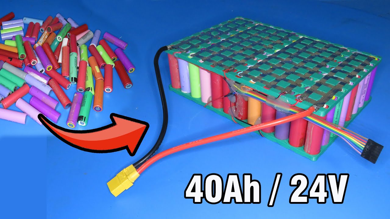 How to make 40Ah / 24V battery pack from old laptop batteries - YouTube